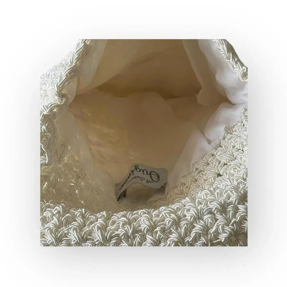 new Suzanne Original ✽ Hand Crochet Crossbody Messenger Mini Bag ✽ Pearl White ✽